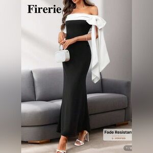 SHEIN Black and White Off-Shoulder Maxi Dress